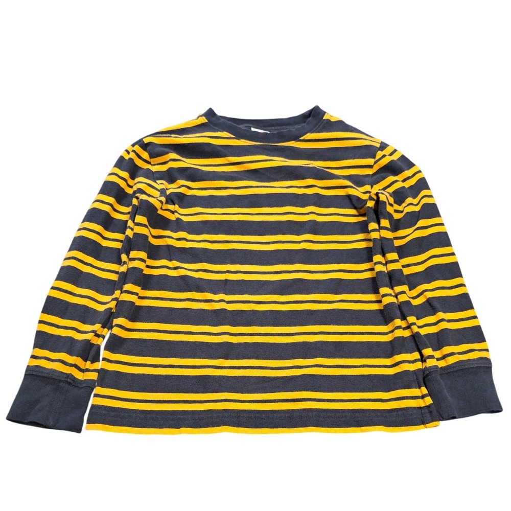 Gymboree Long Sleeve Striped T-Shirt Boy's Size 6 Navy Blue Yellow 100% Cotton